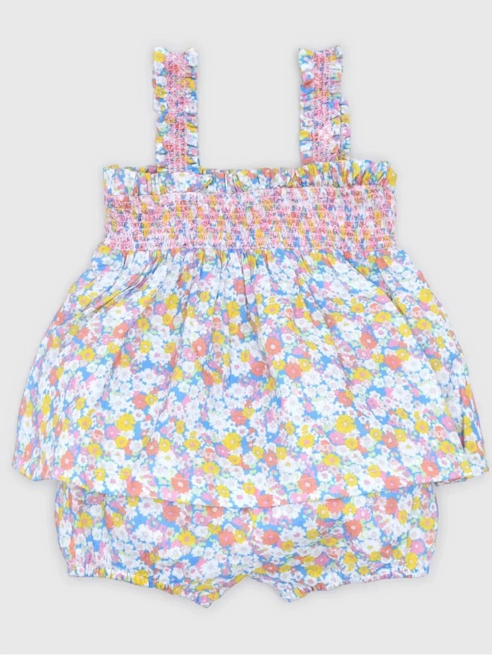 NWT MINNOW Jasmine Blossom Smocked Top + Bloomer Set 12-18M